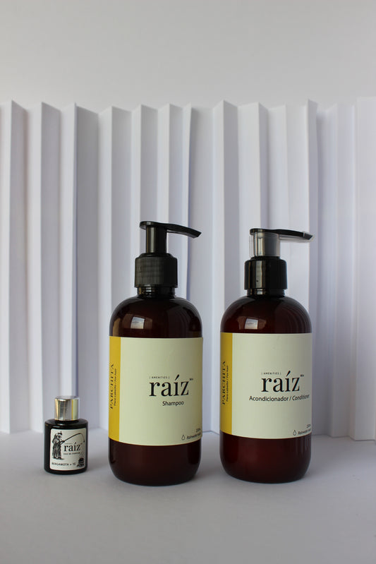 Kit 1 - Shampoo 250ml +  Acondicionador PARCHITA  250ml + GRATIS 1 mini perfume